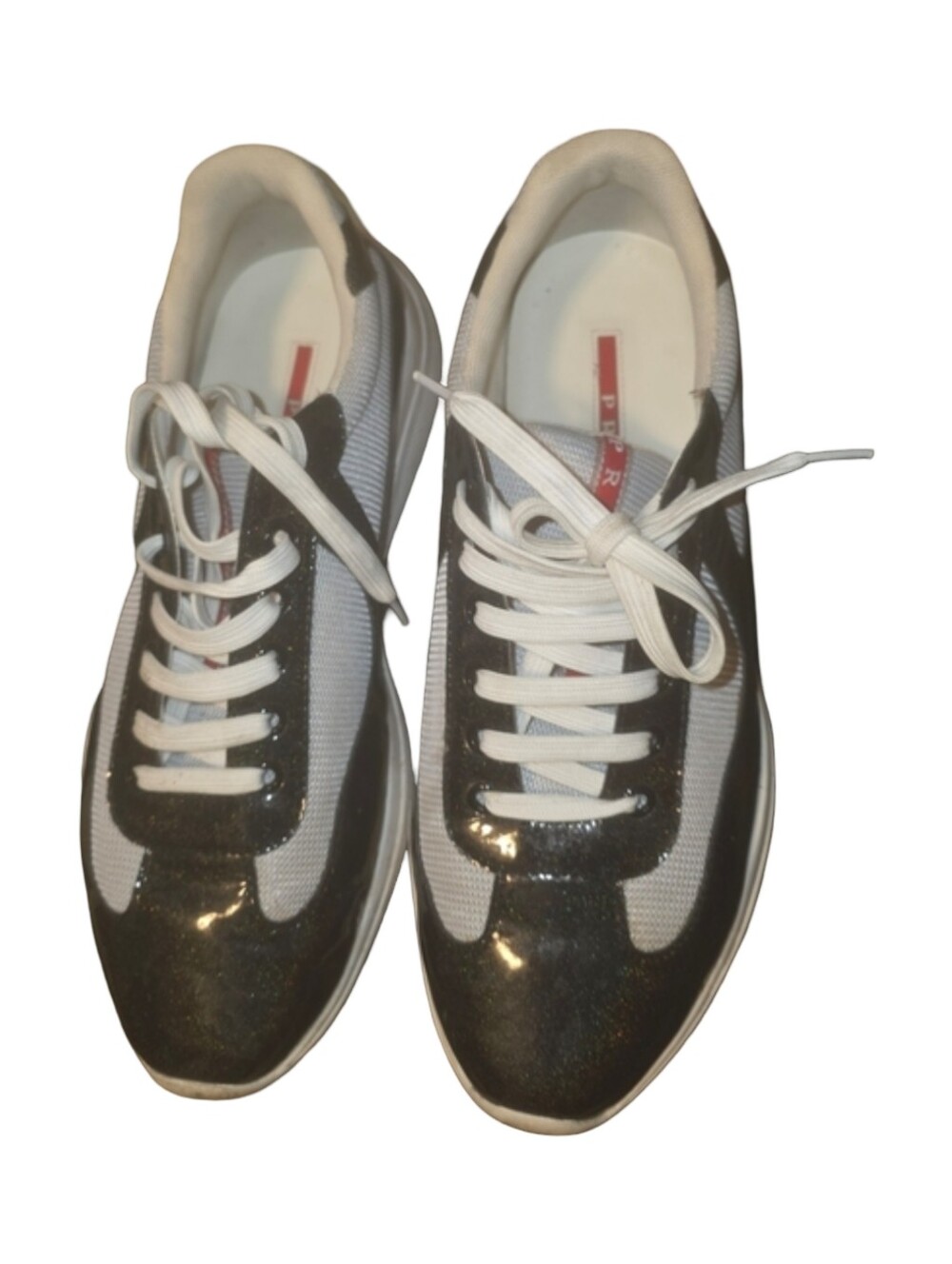 Prada Black and White Men's Low-Top Sneakers